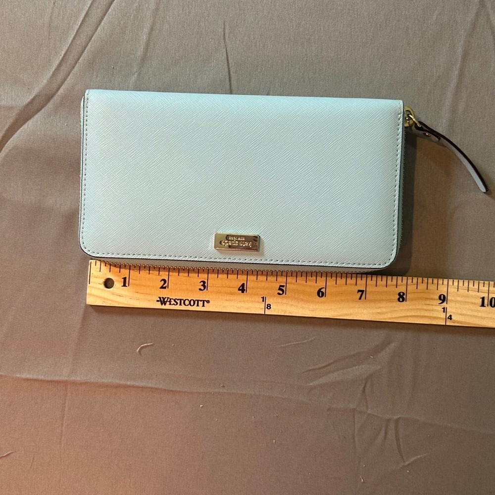 Kate Spade Grace Blue Newbury Lane Neda Wallet Leather Zip Around Saffiano Leath - Picture 5 of 7